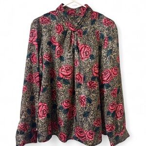 Heritage Red and Black Floral Blouse